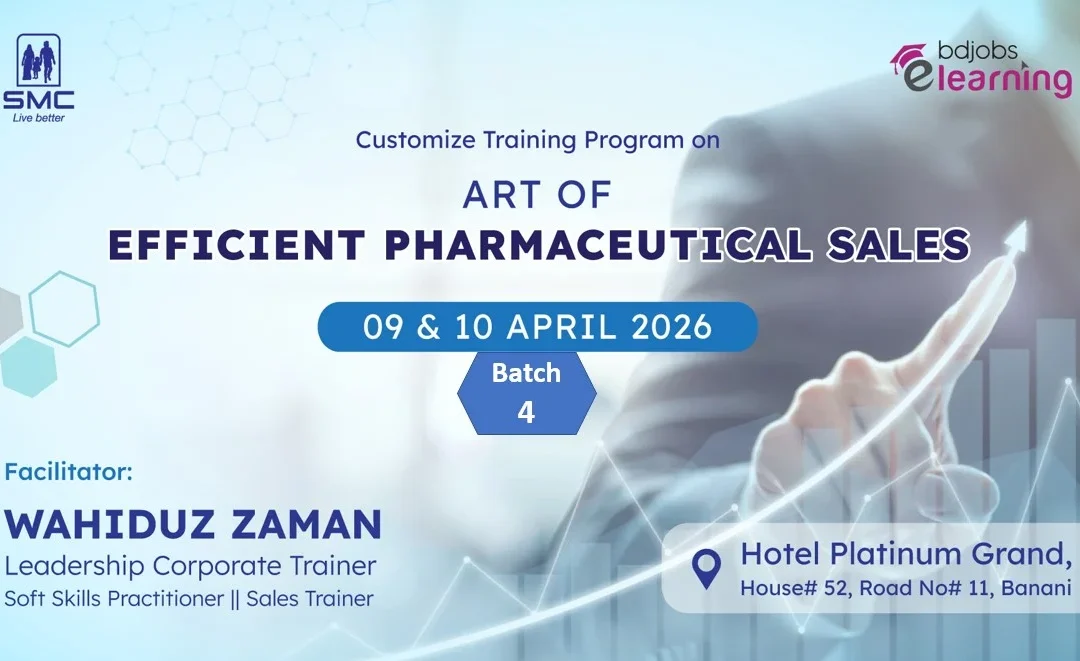 Art of Efficient Pharmaceutical Sales training banner by TalentShapeUp for SMC Pharmaceuticals Bangladesh April 2026
