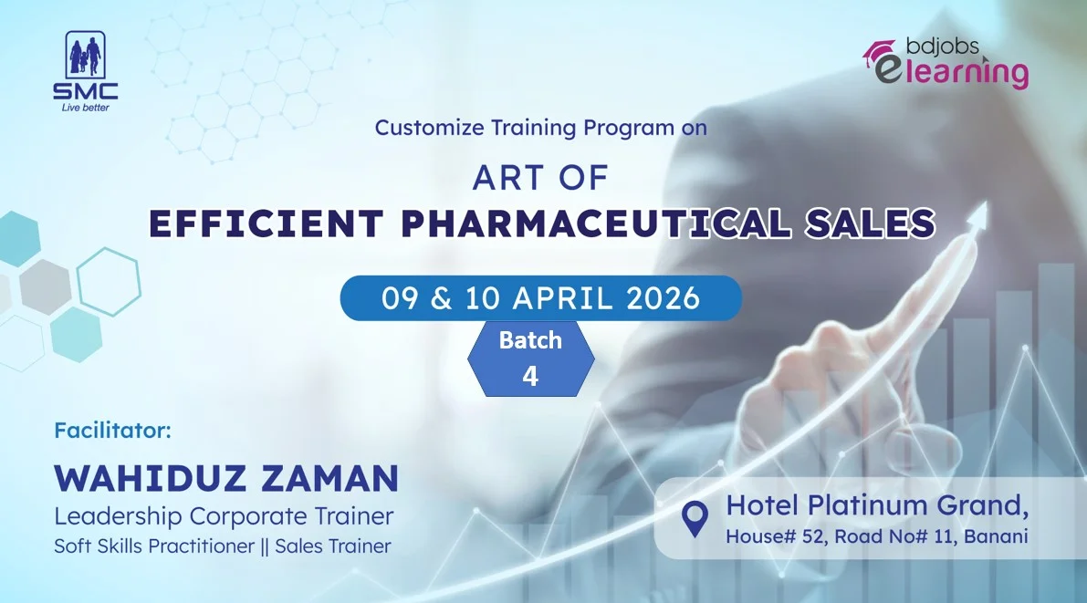 Art of Efficient Pharmaceutical Sales training banner by TalentShapeUp for SMC Pharmaceuticals Bangladesh April 2026
